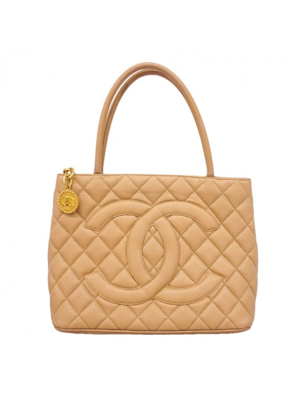 Chanel Tote Bag Reissue Caviar Leather Beige Gold